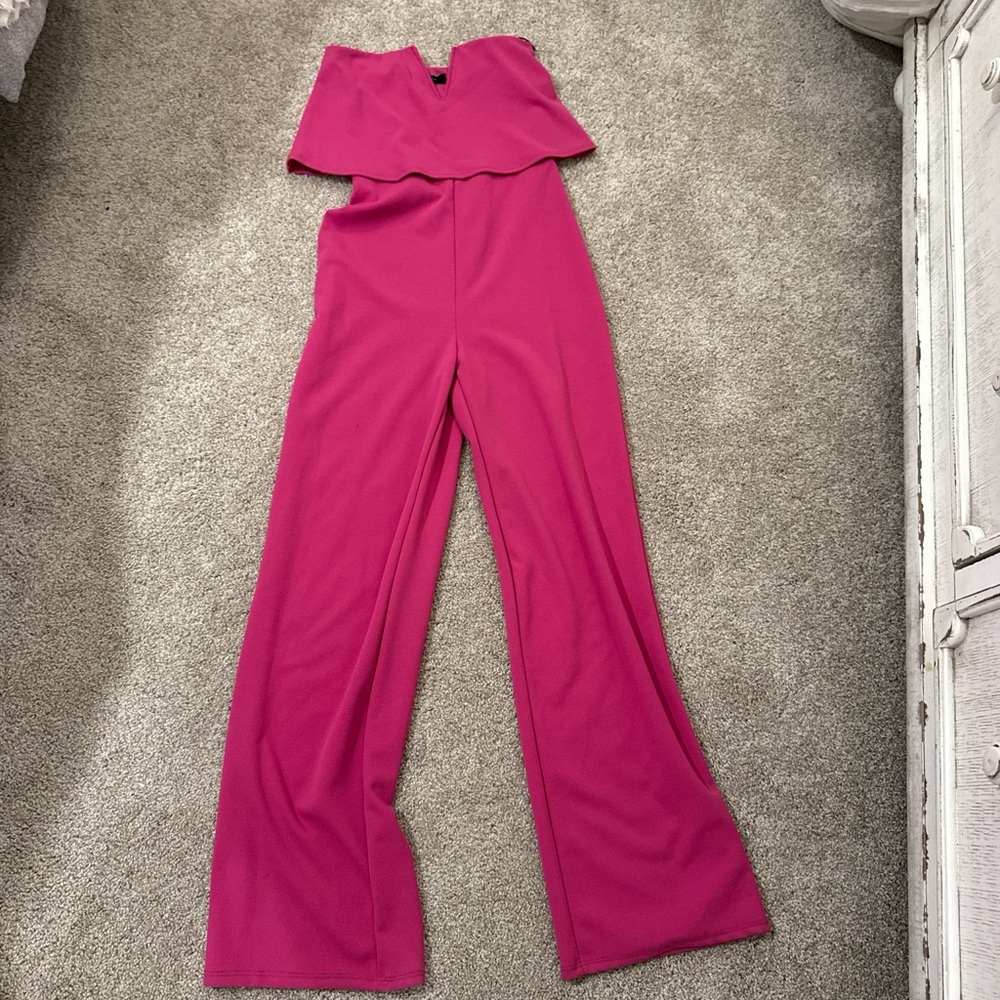 Elegant Pink Strapless Jumpsuit